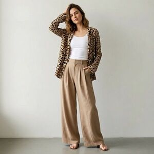 Long Sleeve Leopard Casual Button Down Shirt